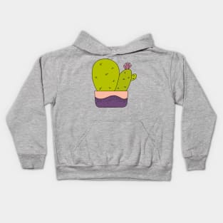 Cute Cactus Design #117: Cacti Bunch With Pink Flower Kids Hoodie